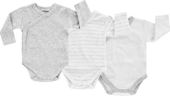 Produktbild Jacky Baby Wickelbody Langarm 3er Pack - Grau Melange, Ringel Baby-Bodys & Wickelbodys (68)