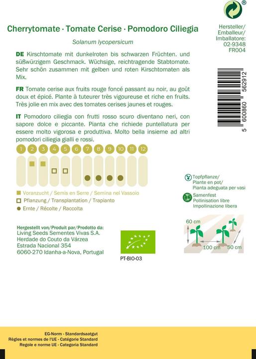 Produktbild Living Seeds Kirschtomate, black Cherry (Gemüsesamen)