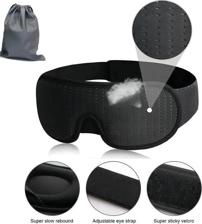 Actual product image Boruit Adjustable 3D sleep mask - Black (Sleeping mask)