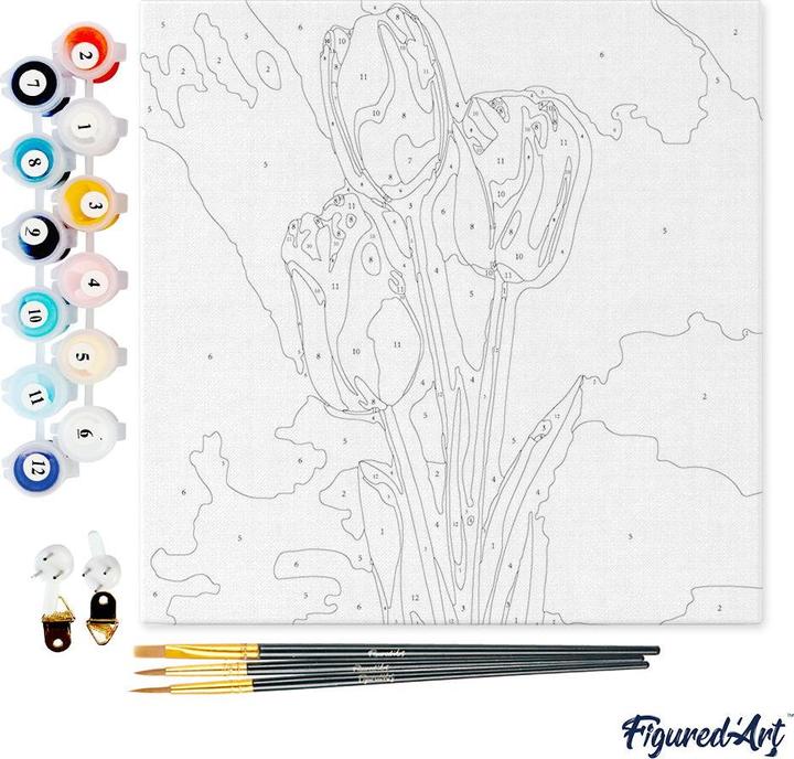 Produktbild Figured'Art Mini Malen nach Zahlen mit Rahmen - Tulpen und blauer Himmel
