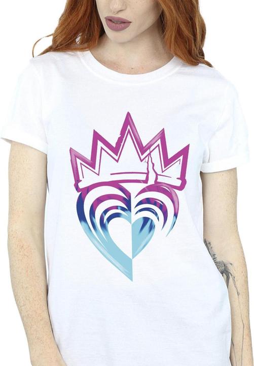 Actual product image Disney Womens/Ladies Descendants Pink Crown Cotton Boyfriend T-Shirt (3XL)