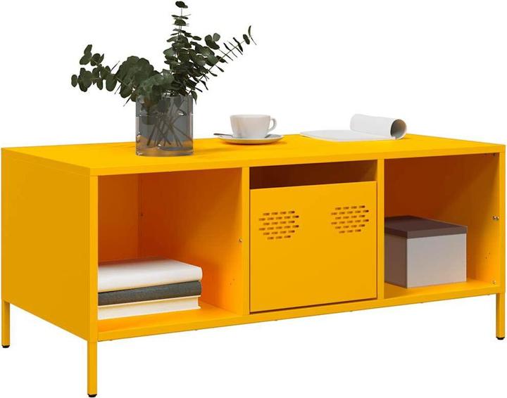 Image du produit VidaXL Table basse jaune moutarde 101,5x50x43,5 cm Acier laminé à froid
