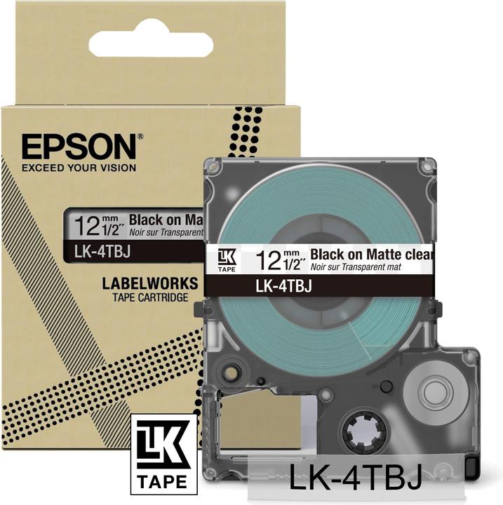Produktbild Epson Matte Clear/Black 12mm LK-4TBJ (1.20 cm, Transparent)