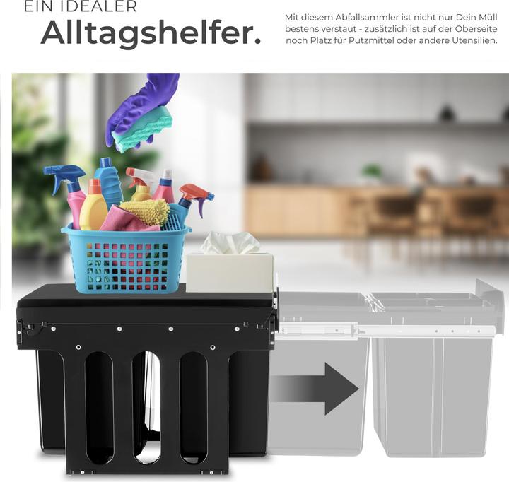 Image du produit tectake Abfallsammler Ashlyn, 3-fach Trennung, 31L, Teleskopschienen (31 l)