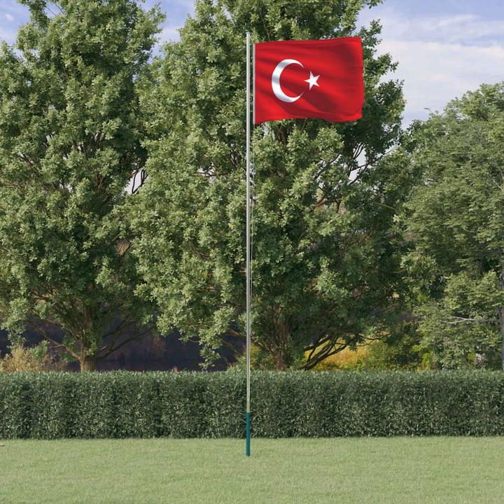 Image du produit VidaXL Drapeau de la Turquie avec mât 6,23 m Aluminium,Drapeau :,Couleur