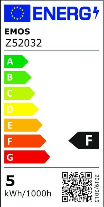 Label énergétique Emos Lampe LED Vintage G95 / E27 / 4,5 W (40 W) / 420 lm / Blanc chaud (E27, 4.50 W, 420 lm, 1 x, F)