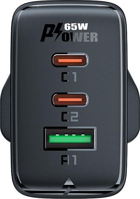 Actual product image Baseus Acefast GaN Fast Charger 2xUSB-C + 1xUSB-A 65W, UK (65 W)