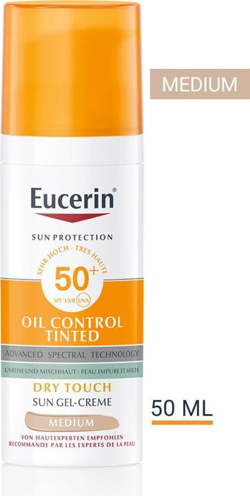 Produktbild Eucerin SUN Face Oil Control Gel-Creme Tinted Mittel LSF 50+ (Sonnencreme Gesicht, SPF 50+, 50 ml, 97.24 g)