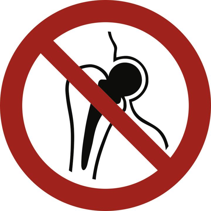 Actual product image Moravia Prohibition sign No access for persons with impl. made of metal foil, Ø 100 mm