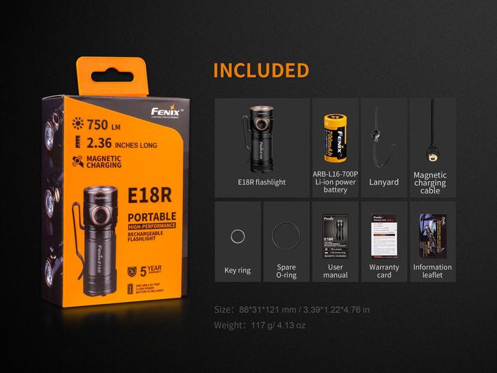 Produktbild Fenix E18R (6.60 cm, 750 lm)