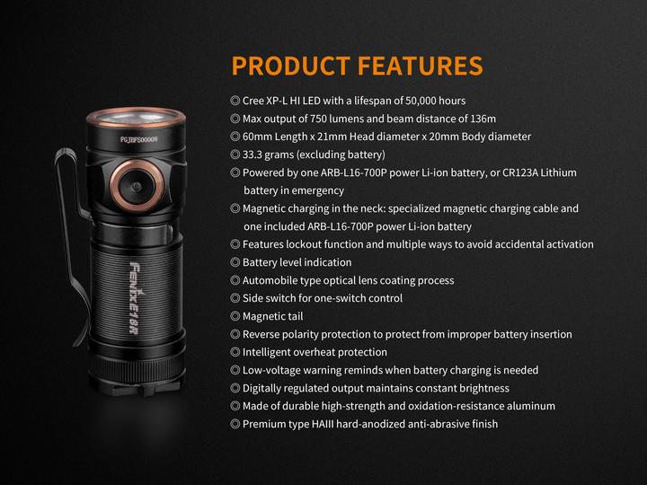Produktbild Fenix E18R (6.60 cm, 750 lm)