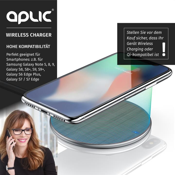 Produktbild Aplic Induktions Ladegerät, Qi Lader - Induktive Schnell-Ladestation, 10W Wireless Induktionsladegerät (10 W)
