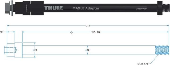 Image du produit Thule Axe enfichable Maxle M12x148x1,75mm / 167-192mm