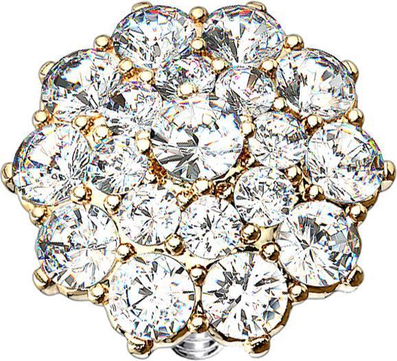 Produktbild Star Piercing Dermal Anchor vergoldet Kristallblume (Chirurgenstahl 316L, Messing)