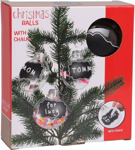Produktbild Transparente Weihnachtskugeln mit Kreideetiketten, 5 Stück. (4 -teilig)