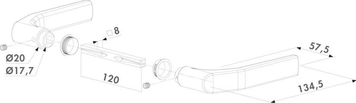Actual product image Locinox Drückerpaar mit 8mm Stift 3006J- (2 pcs.)