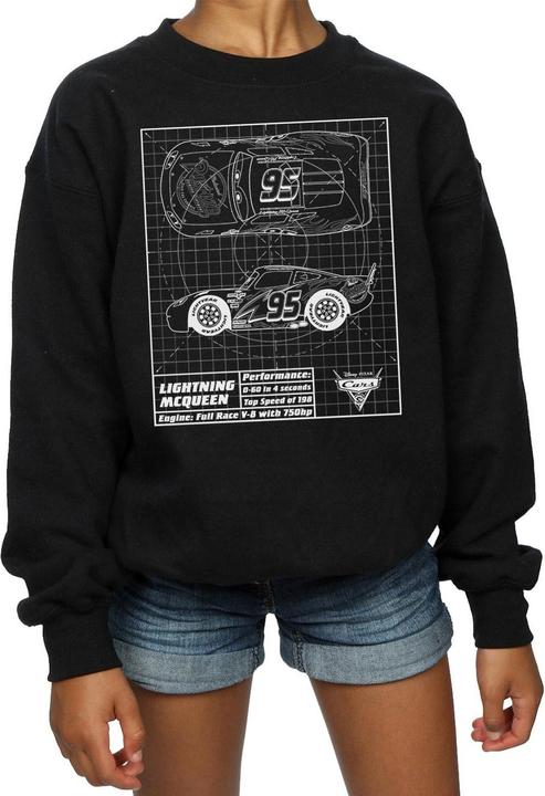 Actual product image Disney Girls Cars Lightning McQueen Blueprint Sweatshirt (116)