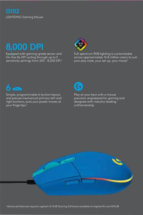 Produktbild Logitech G102 LIGHTSYNC (Kabelgebunden)