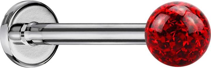 Image du produit Star Piercing Micro Labret argenté avec boule de cristal rouge et couche de protection en époxy (sans laiton, Titane G23)