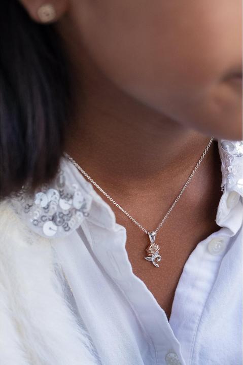Actual product image Disney Beauty and the Beast Rose Necklace, 925 Sterling Silver (925 silver, 35 - 40.5 cm)