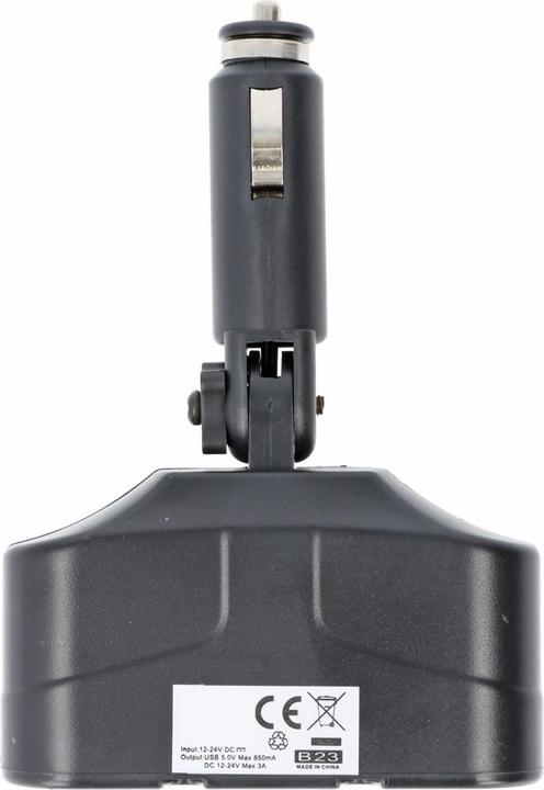 Actual product image AccuCell Car adapter, distributor cigarette lighter - plug to 2x socket + USB