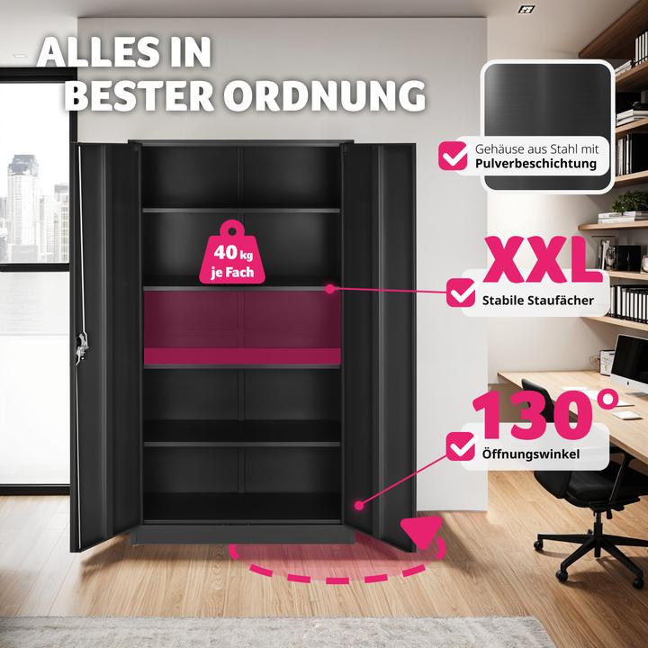 Produktbild tectake Aktenschrank (80 x 40 x 180 cm)