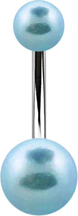 Actual product image Star Piercing Banana silver with two pearl beads light blue (Surgical steel 316L)