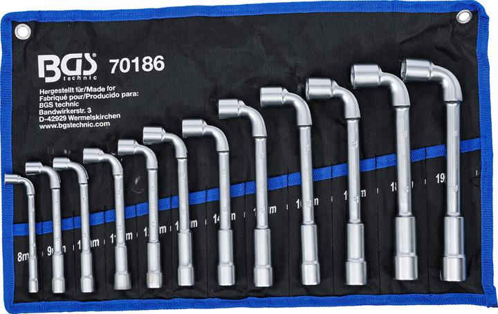 BGS Pfeifenkopfschlüssel-Satz SW 8 - 19 mm 12-tlg. (19 mm, 12 mm, 14 mm, 16 mm, 10  mm, 18 mm, 17 mm, 11 mm, 15 mm, 8 mm, 9 mm, 13 mm)