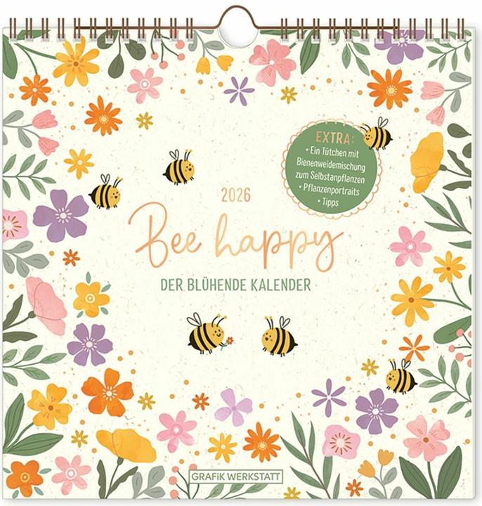 Actual product image Wandkalender quadratisch 2026 Bee happy (20 x 20 cm, German)