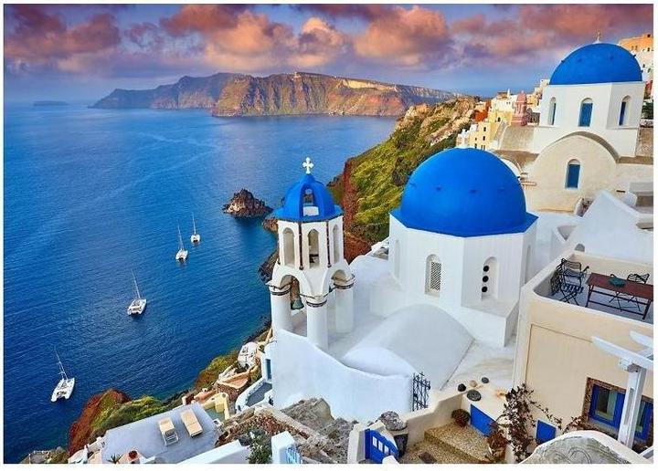 Actual product image Enjoy Puzzle ENJOY-1086 - View of Santorini with boats, Greece, jigsaw puzzle, 1000 pieces (1000 pieces)