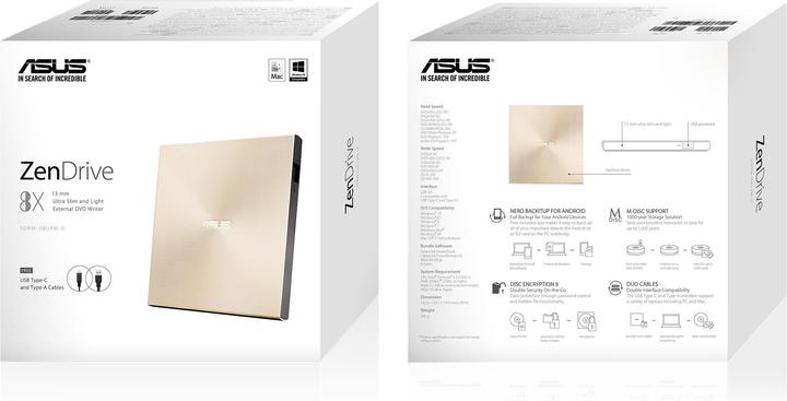 Immagine prodotto ASUS ZenDrive U9M (Unità DVD, Masterizzatore CD, Unità CD, Masterizzatore DVD)