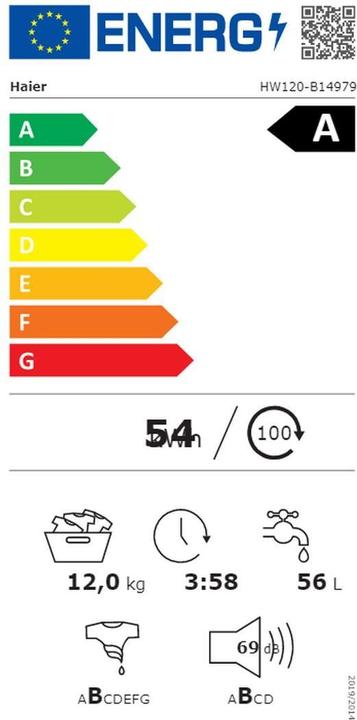 Energie-Label Haier I-Pro Serie 7 HW120-B14979-S (12 kg, Links)