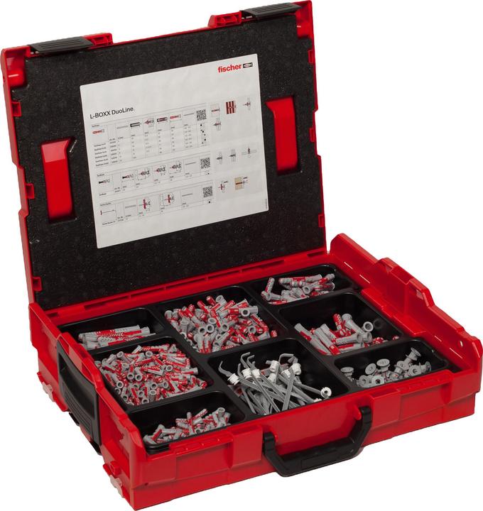 Actual product image Fischer Duo-Line dowel set in robust and storable L-Boxx, contents 833 dowels (833 pcs.)