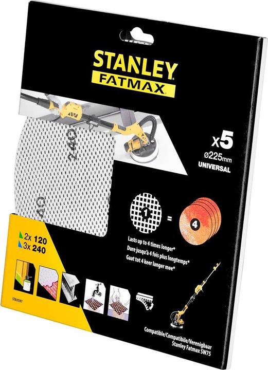 Actual product image Stanley MESH DISC 225MM STA39297-XJ 5PCS (2x 120, 3x 240)