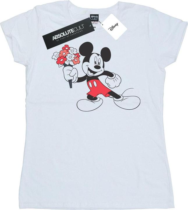 Actual product image Disney Womens/Ladies Mickey Mouse Flowers Cotton T-Shirt (XL)