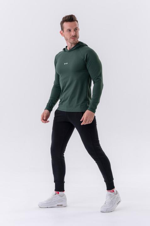 Produktbild Nebbia Long-sleeve T-shirt with a hoodie 330 dark green (XL)