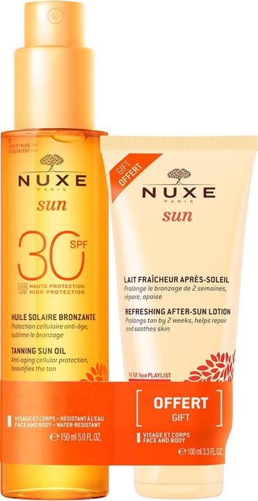 Nuxe Sun Set Sonnenöl Gesicht & Körper LSF 30 + After-Sun-Milch (Lait solaire, Huile solaire, SPF 30, 150 ml)