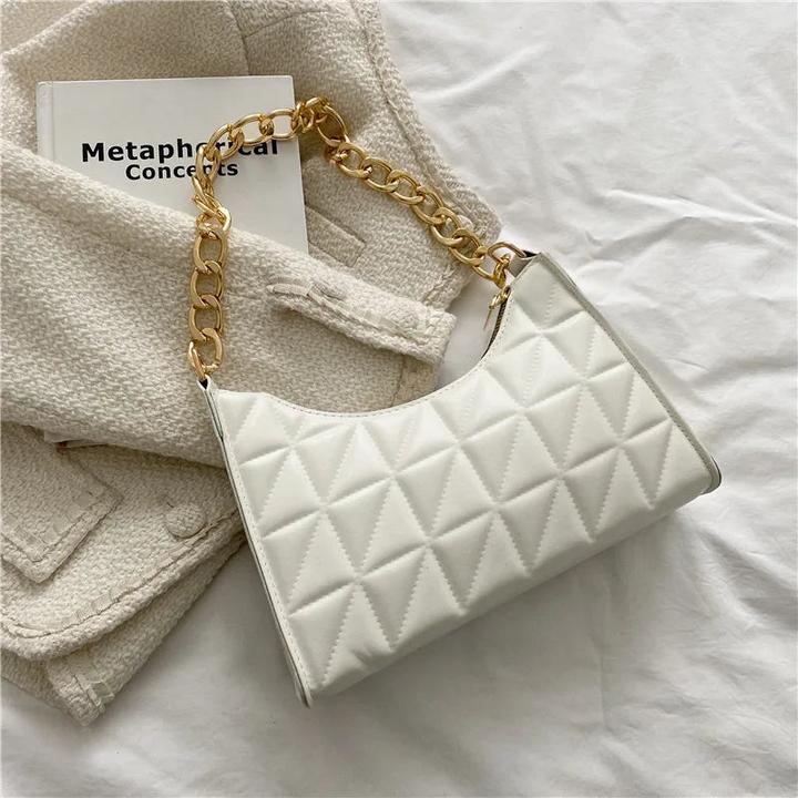 Image du produit Only-Bags.Store Diamond Pattern Shoulder Bag PU Leather Solid Colour Niche Chain Handbag Fashion Underarm