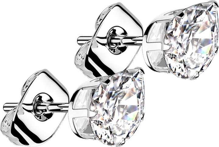 Produktbild Star Piercing Ohrstecker silber mit Tropfen Kristall silber (Chirurgenstahl 316L, ohne Messing)