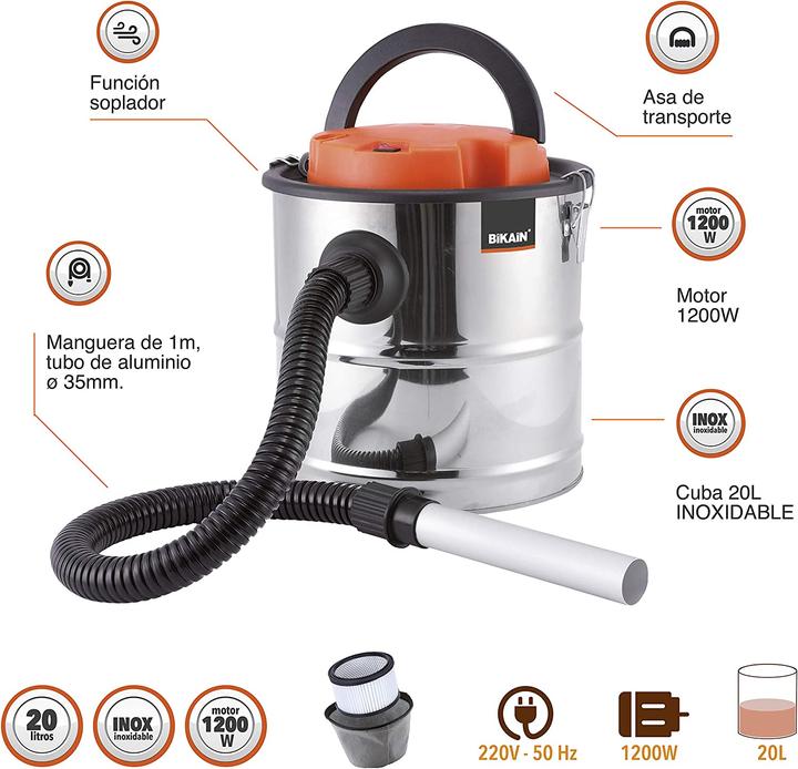 Immagine prodotto Bikain Aspiratore per cenere 1200 W (Aspirapolvere cenere)
