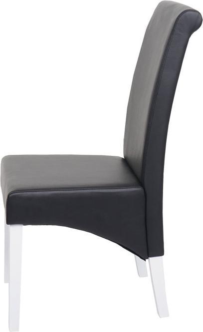 Produktbild Swisshandel24 2x Esszimmerstuhl Lehnstuhl Stuhl M37 - Leder, schwarz, weisse Füsse