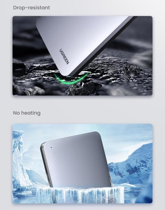 Productafbeelding Ugreen USB 3.1 Type-C HDD/SSD Aluminium Behuizing 2,5" met USB-C Kabel (2.5")