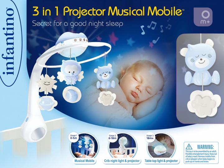 Actual product image B-Kids Infantino 3in1 blue music carousel