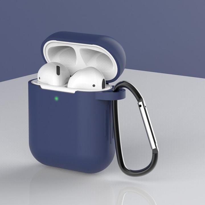 Productafbeelding Hurtel Hoesje voor AirPods 2 / AirPods 1 siliconen zacht hoesje voor hoofdtelefoon + sleutelhanger (Koptelefoon tas)
