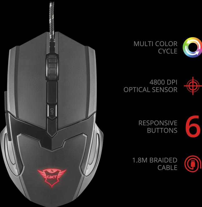 Actual product image Trust GXT 101 Mouse Ambidextrous USB Type-A 4800 DPI (Cable)
