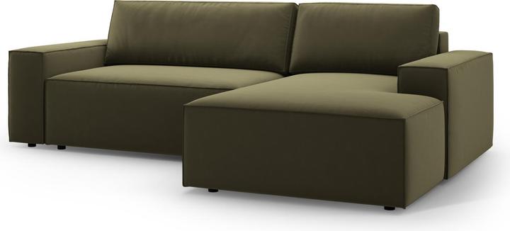 Immagine prodotto Micadoni Divano angolare destro in velluto con funzione letto e box, "Jodie", 3 posti, 246x151x86 Realizzato (Divano ad angolo)