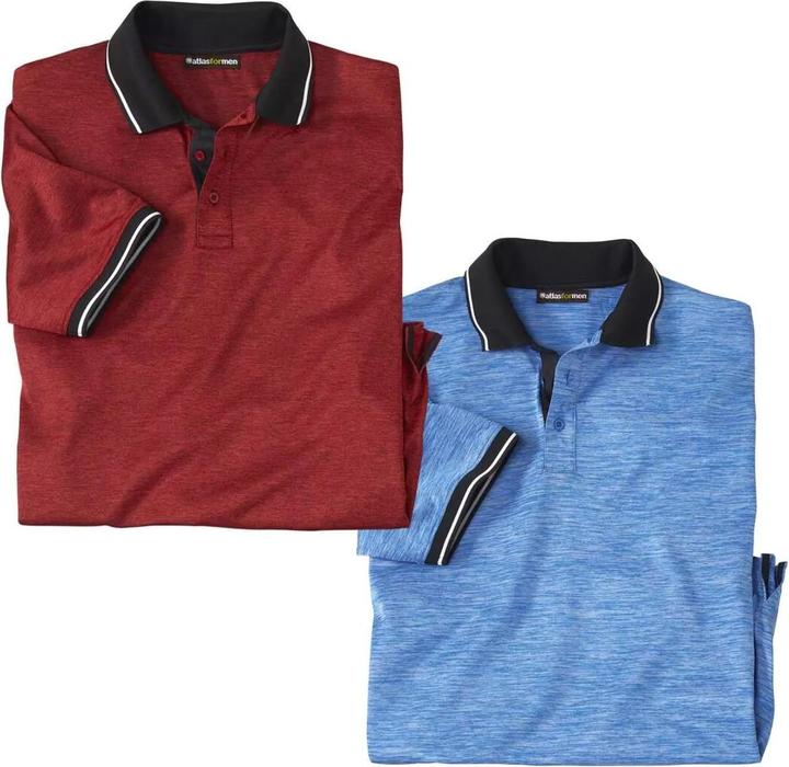 Atlas For Men 2erPack melierte Poloshirts Sport