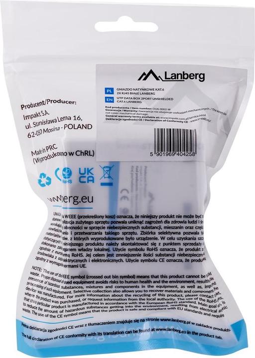 Immagine prodotto Lanberg OU6-0002-W Presa RJ-45 Bianco