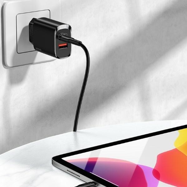 Immagine prodotto Usams Ład. siec. 1xUSB-C+1xUSB T35 20W (solo testa) PD3.0 +QC3.0 Ricarica rapida czarny/nero CC121TC02 (20 W)