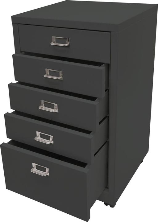 Actual product image Mendler Mobile pedestal HWC-L49, metal 75x40x41cm 5 drawers, dark grey